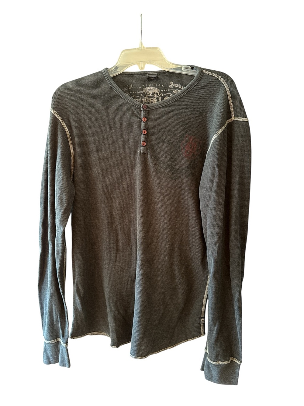Buffalo David Bitton Charcoal Henley with Contrast Stitching